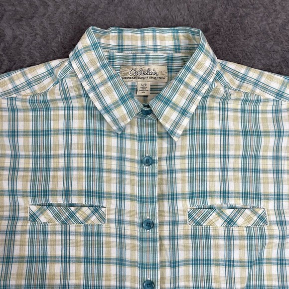 Cabelas Button Up Shirt Womens Large Plaid Green Pink Purple Lot of‎ 3 - Picture 3 of 15